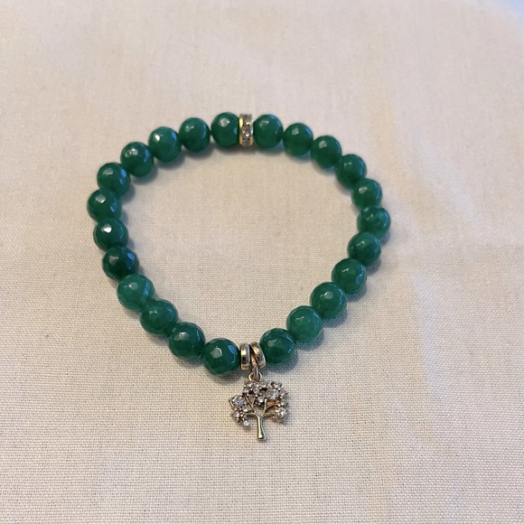 Set of 3 Jade Bracelets with Gold “Tree of Life” Charm - Picture 5 of 16